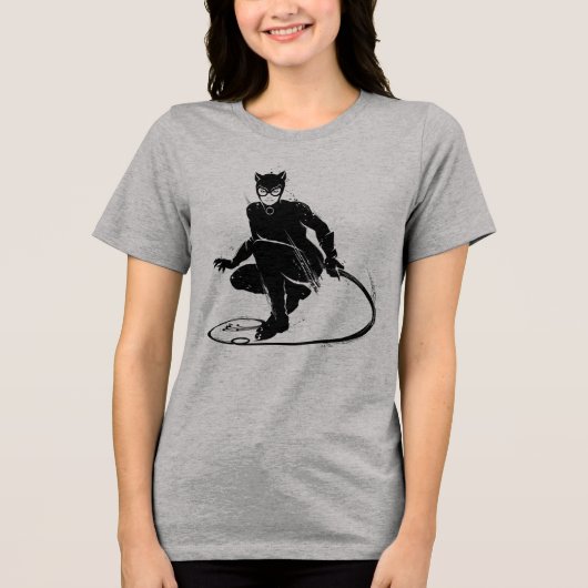 Catwoman Ink Brush Pose Tri-Blend Shirt (Voorkant)