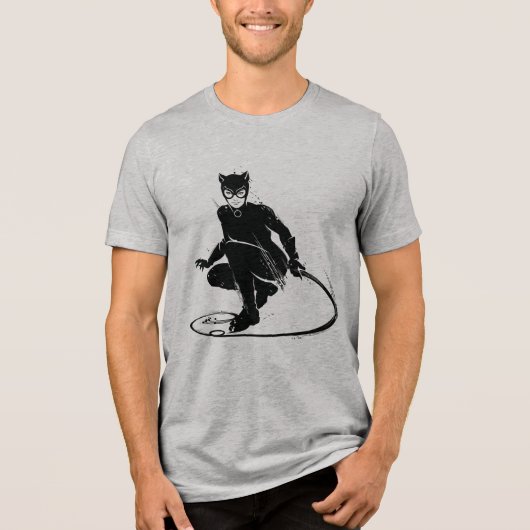 Catwoman Ink Brush Pose Tri-Blend Shirt (Voorkant)