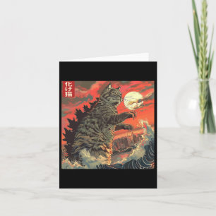 Catzilla Aanvallen Japan Grappig Schattige Cat Ani Kaart