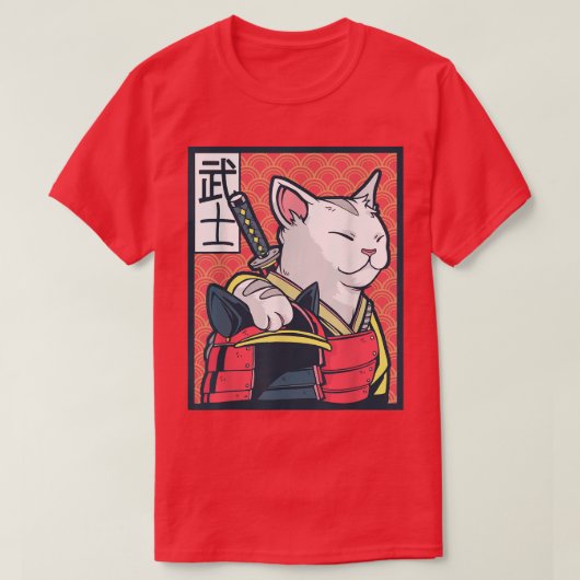 Catzilla Ancient Japanse Cat Art  Ninja T-shirt (Design voorkant)