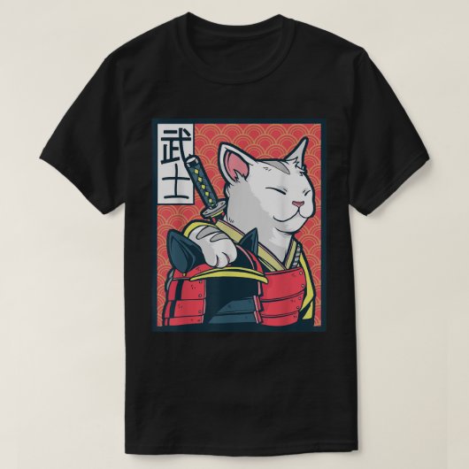 Catzilla Ancient Japanse Cat Art Ninja T-shirt (Design voorkant)