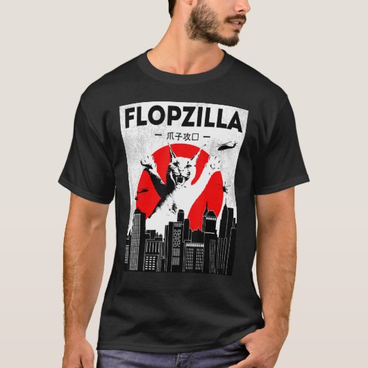 Catzilla big floppa meme Flopzilla Caracal Cat T-shirt (Voorkant)