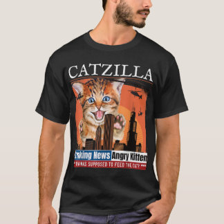  Catzilla Breaking News Funny hongerige Kitten T-shirt
