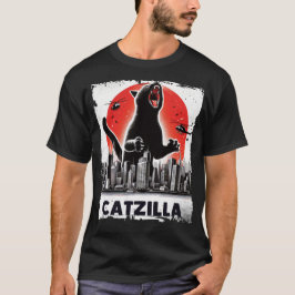 Catzilla brullen over City Skyline kat monster T-shirt