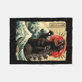 Catzilla Cat Art Grappige Kat Japans voor Mannen V Fleece Deken (Voorkant (Horizontaal))