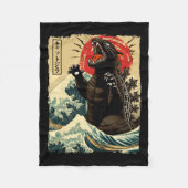 Catzilla Cat Art Grappige Kat Japans voor Mannen V Fleece Deken (Voorkant)