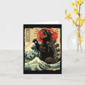Catzilla Cat Art Grappige Kat Japans voor Mannen V Kaart (Gele Bloem)