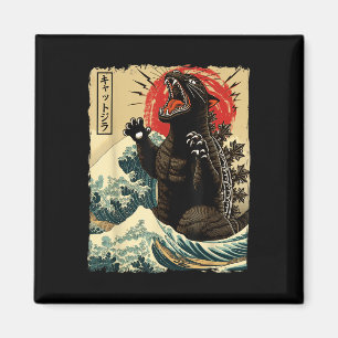 Catzilla Cat Art Grappige Kat Japans voor Mannen V Magneet