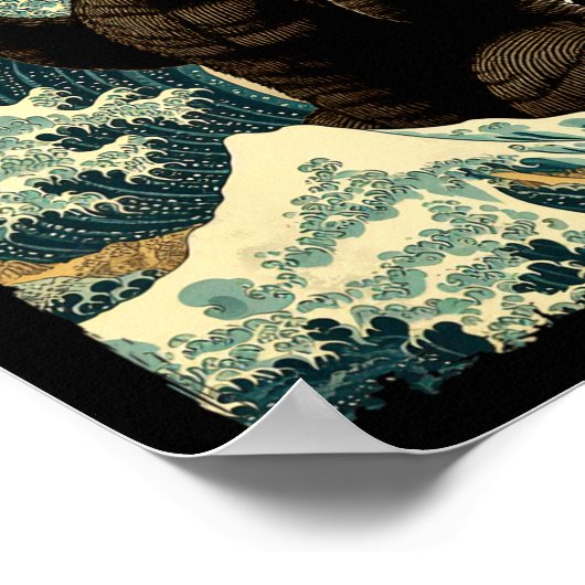 Catzilla Cat Art Grappige Kat Japans voor Mannen V Poster (Hoek)