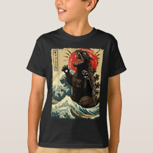Catzilla Cat Art Grappige Kat Japans voor Mannen V T-shirt