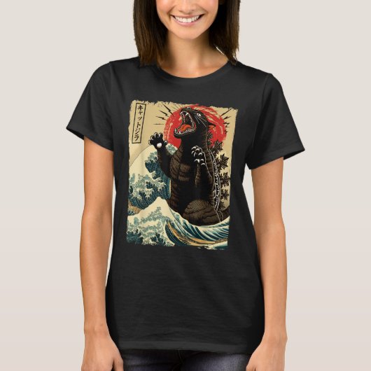 Catzilla Cat Art Grappige Kat Japans voor Mannen V T-shirt (Voorkant)