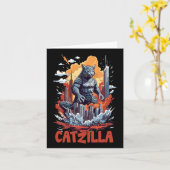 Catzilla Cat City Skyline Grappig Kaart (Gele Bloem)