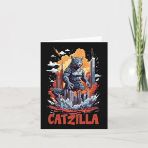 Catzilla Cat City Skyline Grappig Kaart