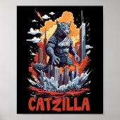 Catzilla Cat City Skyline Grappig Poster (Voorkant)