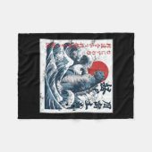 Catzilla Cat Japanese Art Funny Cat Fleece Deken (Voorkant (Horizontaal))
