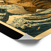 Catzilla Cat Japanese Art Funny Cat For Men Women  Poster (Hoek)