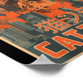 Catzilla Cat Japanese Art Funny Cat For Men Women  Poster (Hoek)