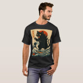 Catzilla Cat Japanese Art Funny Cat For Men Women  T-shirt (Voorkant volledig)