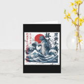  Catzilla Cat Japanese Art Funny Cat Kaart (Gele Bloem)