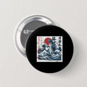 Catzilla Cat Japanese Art Funny Cat Ronde Button 5,7 Cm (Voorkant /achterkant)
