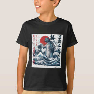  Catzilla Cat Japanese Art Funny Cat T-shirt