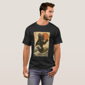 Catzilla Cat Japanese Art Funny Halloeen Black Cat T-shirt (Voorkant volledig)
