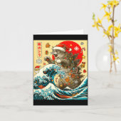 Catzilla Cat Japanese Art Funny Xmas For Men Women Kaart (Gele Bloem)