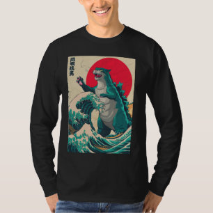 Catzilla Cat Japanese Art Grappig Schattige Cat A T-shirt