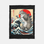 Catzilla Cat Japanse kunst Fleece Deken (Voorkant)