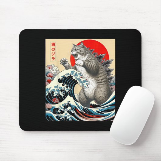 Catzilla Cat Japanse kunst Muismat (Met muis)