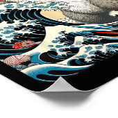 Catzilla Cat Japanse kunst Poster (Hoek)