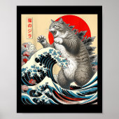 Catzilla Cat Japanse kunst Poster (Voorkant)