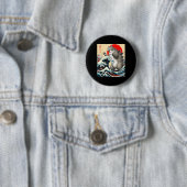 Catzilla Cat Japanse kunst Ronde Button 5,7 Cm (In situ)