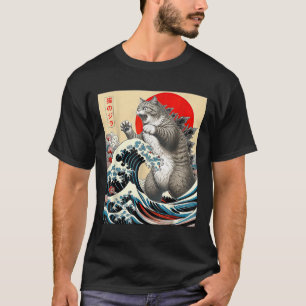 Catzilla Cat Japanse kunst T-shirt