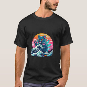 Catzilla Cat Kitten Japan Grote golf voor mannen V T-shirt