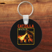 Catzilla Cat Monster Funny Japanese Parody Women M Sleutelhanger (Voorkant)