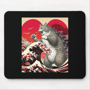 Catzilla Cat Valentijn Japanese Art Funny Cat Gift Muismat
