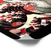 Catzilla Cat Valentijn Japanese Art Funny Cat Gift Poster (Hoek)