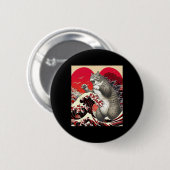 Catzilla Cat Valentijn Japanese Art Funny Cat Gift Ronde Button 5,7 Cm (Voorkant /achterkant)
