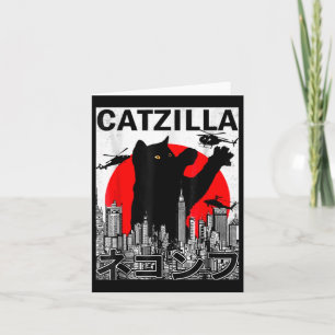 Catzilla Cute Art Japans kattendeksel voor kattend Kaart