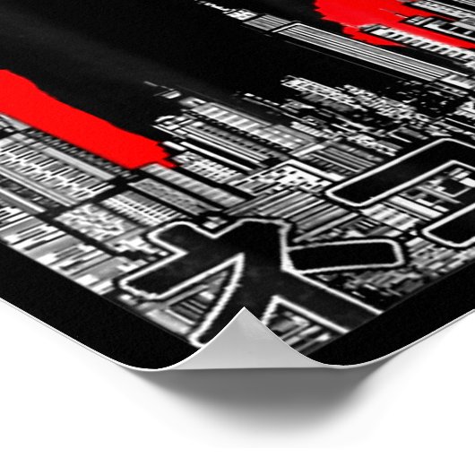 Catzilla Cute Art Japans kattendeksel voor kattend Poster (Hoek)