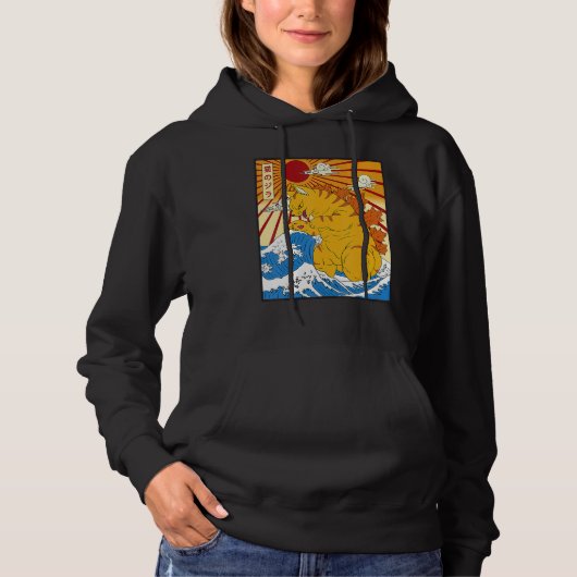 Catzilla  Cute Cat Japanse Sunset Hoodie (Voorkant)