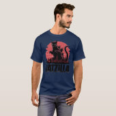 Catzilla felien monster retro t-shirt (Voorkant volledig)