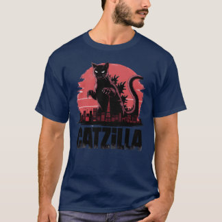 Catzilla felien monster retro t-shirt