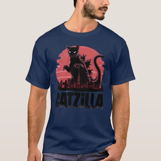 Catzilla felien monster retro t-shirt (Voorkant)