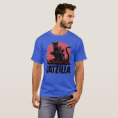 Catzilla Fierce Feline Monster retro T-shirt (Voorkant volledig)