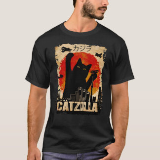  Catzilla Funny Black Cat T-Shirt Premium T