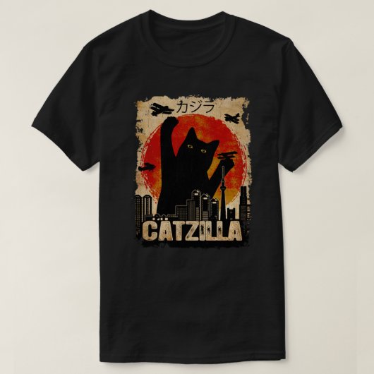  Catzilla Funny Black Cat T-Shirt Premium T (Design voorkant)