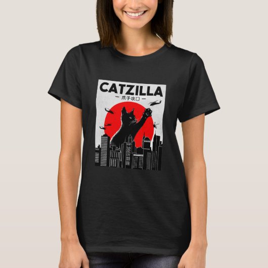 Catzilla Funny Cat Funny Cat Lover T-shirt (Voorkant)