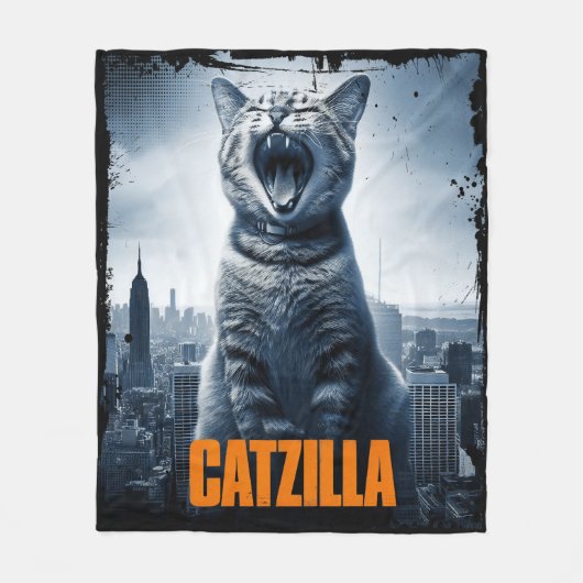 Catzilla Funny Cat Meme Fleece Deken (Voorkant)